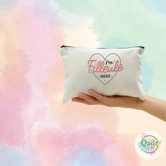 💕 Trousse « Ma filleule chérie » – Format 22 x 14 cm – Un mot doux à emporter partout