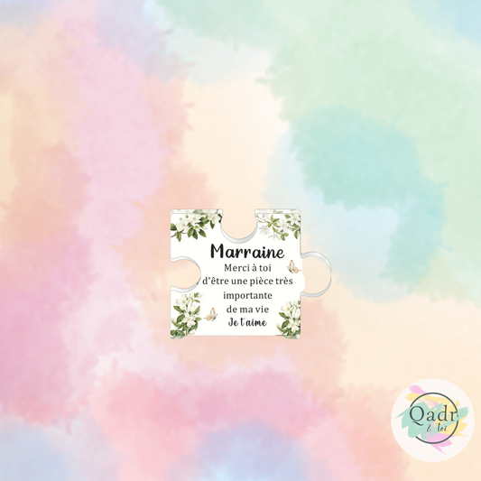 🍃Plaque Décorative Nature – Motif Feuillage – Merci Parrain / Marraine